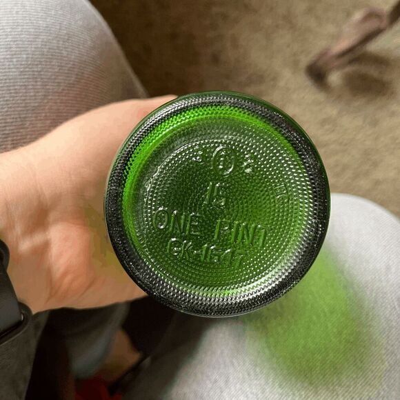 Set of 3 Vintage Cloverdale Green Glass Soda Bottles – Embossed Mid-Century - Picture 4 of 8